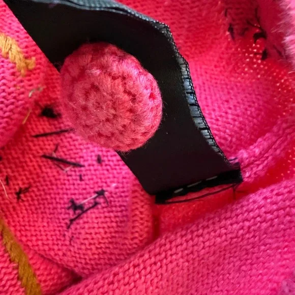 Michael Simon Vintage Panda Bamboo Pink Cardigan Sweater Womens Small Novelty 3D - Picture 10 of 10